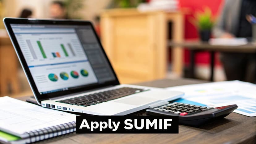 An Excel spreadsheet showing the SUMIF formula in action, calculating the total sales for the "North" region.