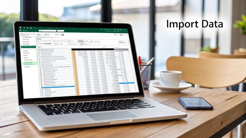 A laptop screen displaying an Excel spreadsheet with various colorful charts and graphs.