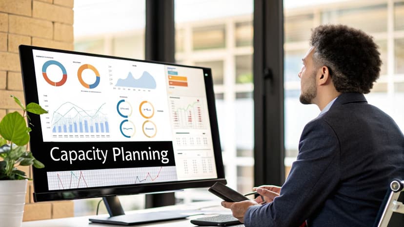 An infographic explaining the principles of Capacity-Based Resource Allocation, including tracking availability, matching skills, and preventing overcommitment.