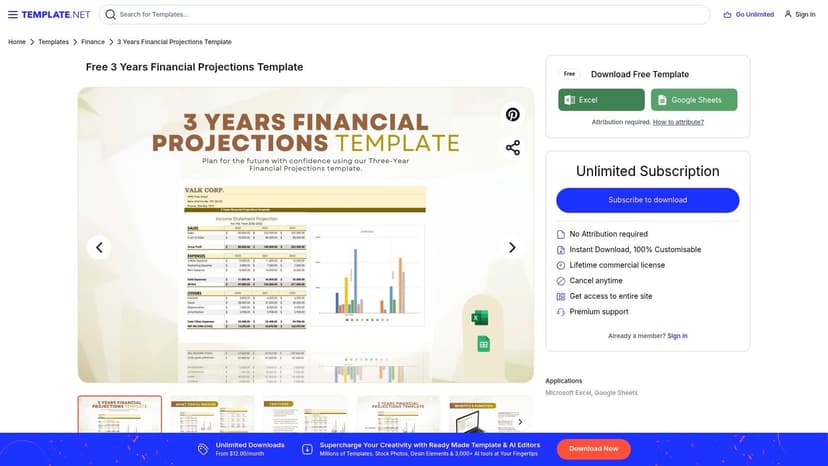 Template.net (3 Years Financial Projections Template)